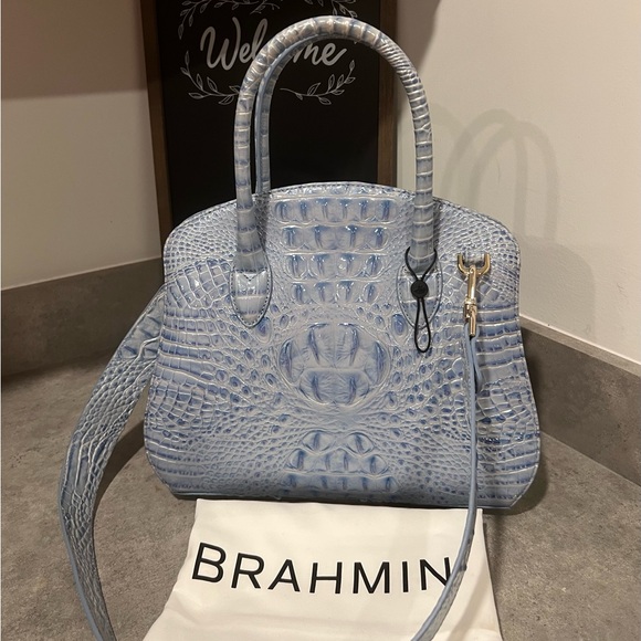 Brahmin Melbourne Collection: Rosetta Satchel in Heavenly Blue!! Excellent!!! - Picture 4 of 11